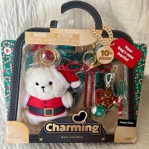 NIB Charming Bag Charms "Teddy Claus" set by Jakks Pacific